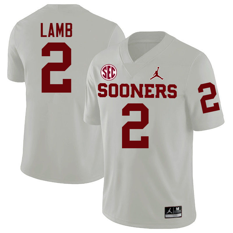 Oklahoma Sooners #2 CeeDee Lamb College Football Jerseys,Uniforms-White